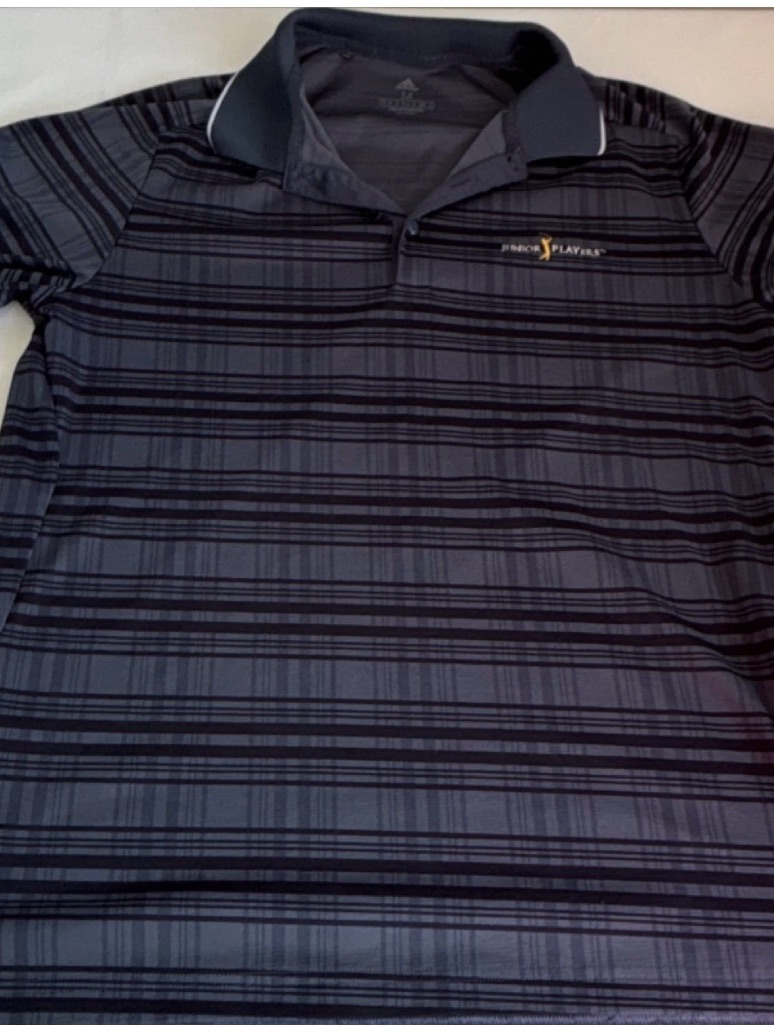 Adidas Primegreen Ajga Golf Polo Short Sleeve Large Blue Plaid